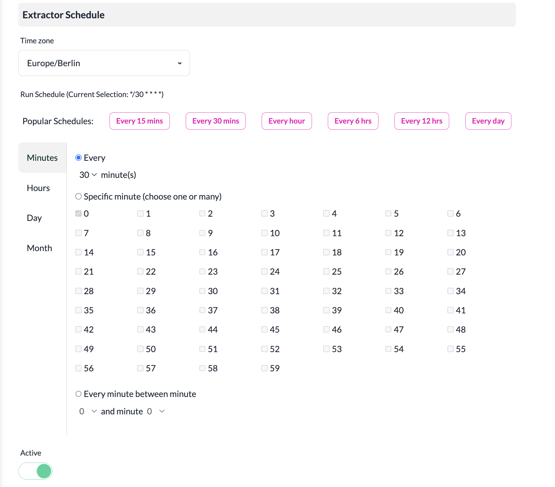 Configure Extractor schedule