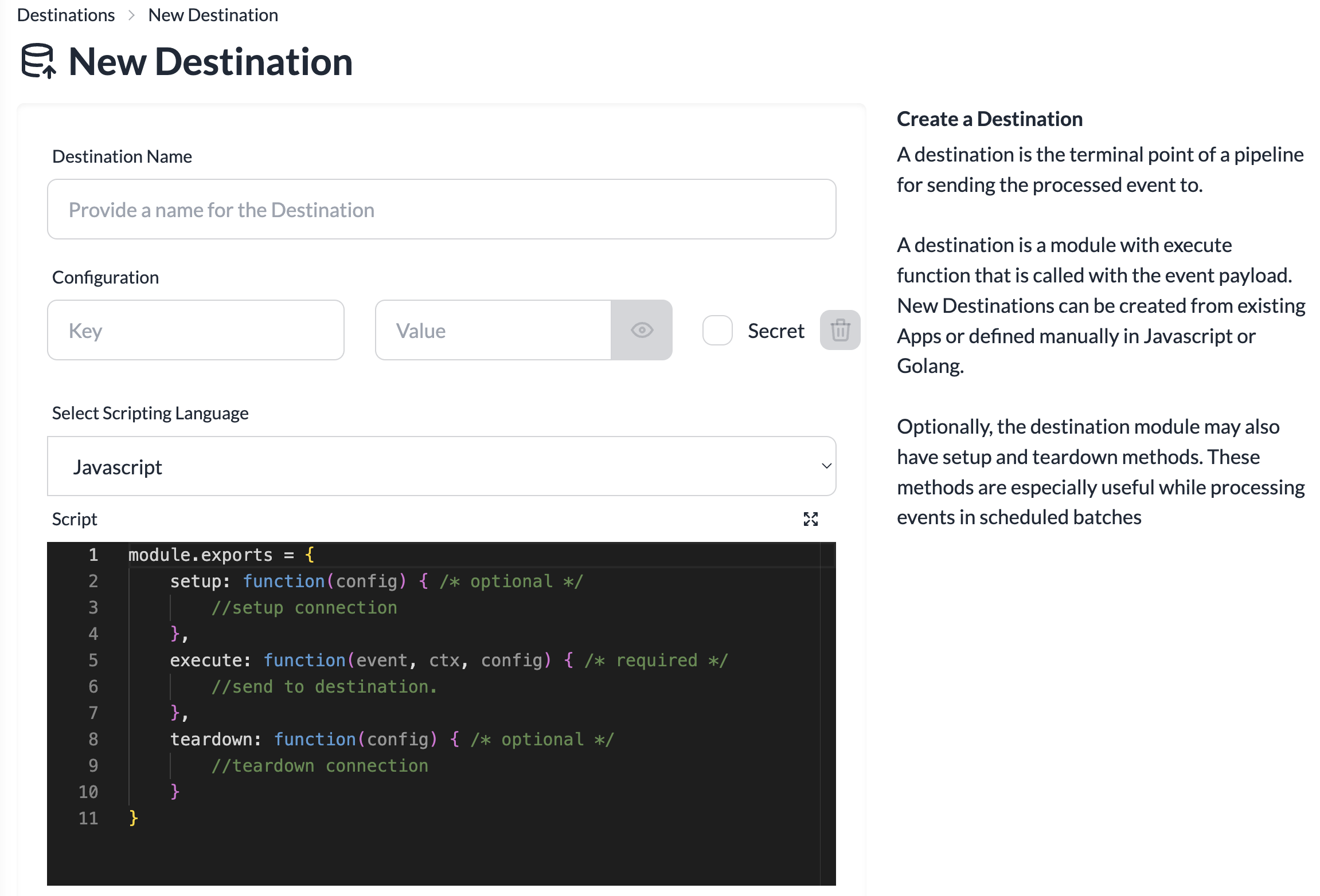 Destination Creation